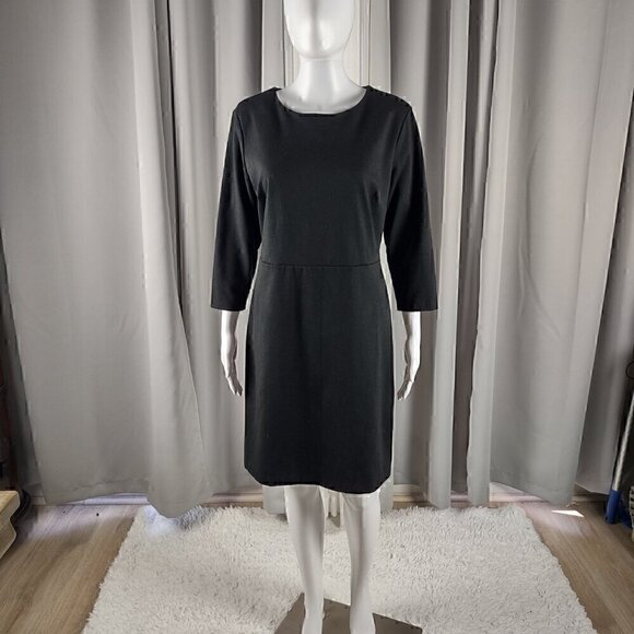 Old Navy Dresses & Skirts - Old Navy Women Black 3/4 Sleeve Knee Length Sweatshirt Cotton Blend Dress Size L